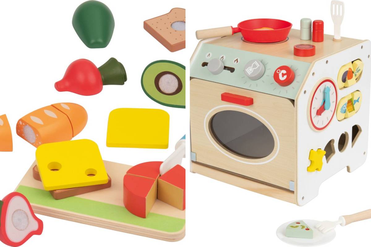 set alimenti e cubo cucina in legno da lidl