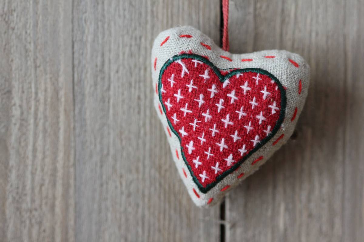 cuore di stoffa shabby chic per natale