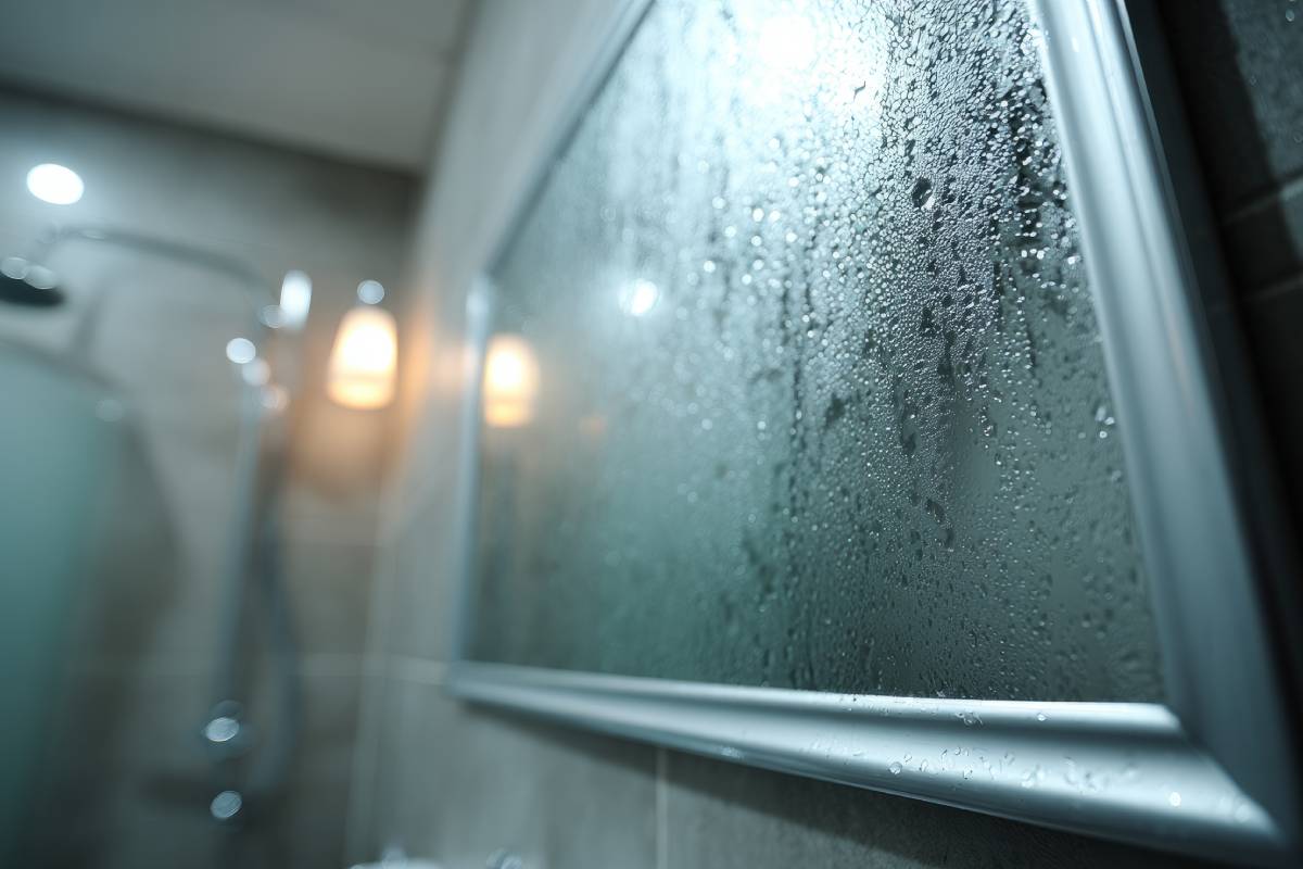 specchio del agno umido di vapore dopo la doccia