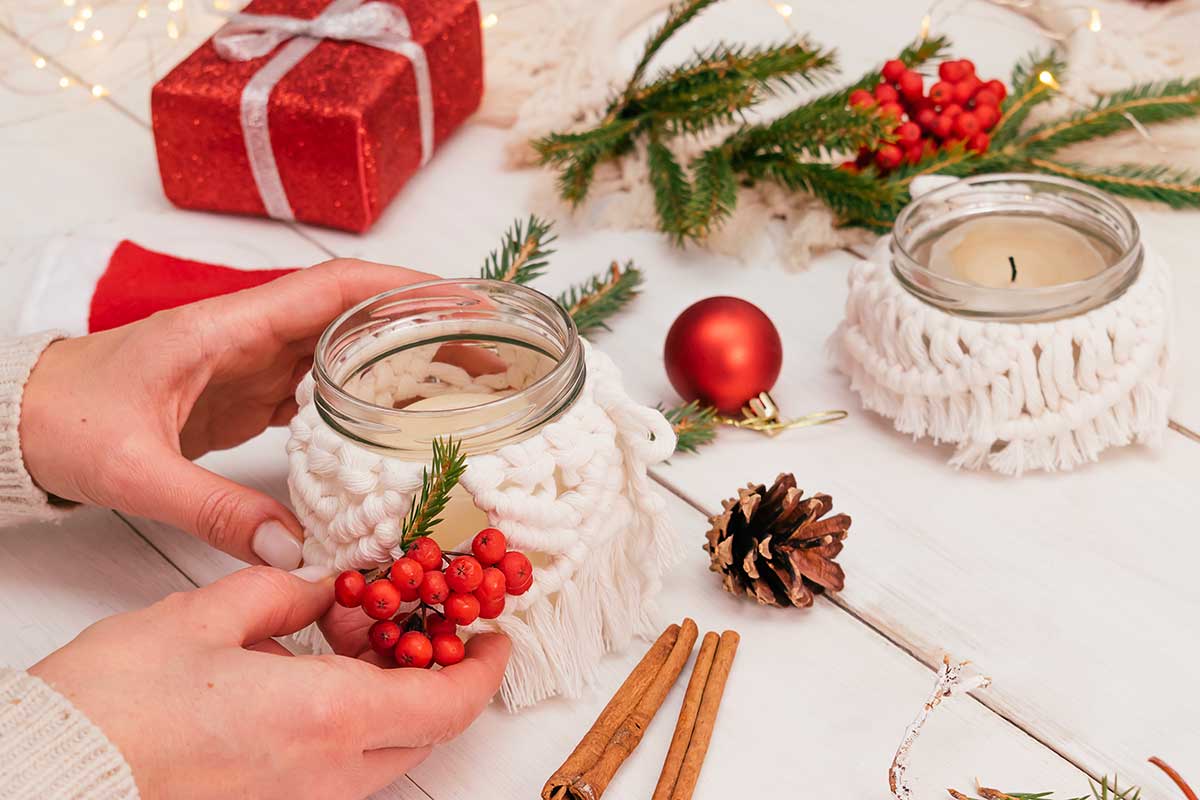 Barattolo di vetro natalizio